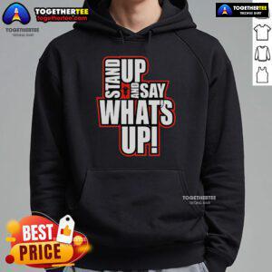Official R-Truth Stand Up and Say What's Up Hoodie featuring bold graphics and a stylish design for wrestling fans.