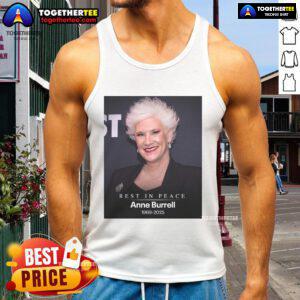Official RIP Anne Burrell 1969-2025 tank top featuring a tribute design honoring the beloved chef and TV personality.