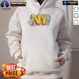 Official Rat NY red halftone New York hoodie featuring a bold design, perfect for stylish urban wear.