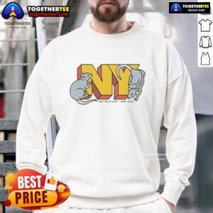 Official Rat NY red halftone New York sweatshirt featuring a stylish design perfect for casual wear.