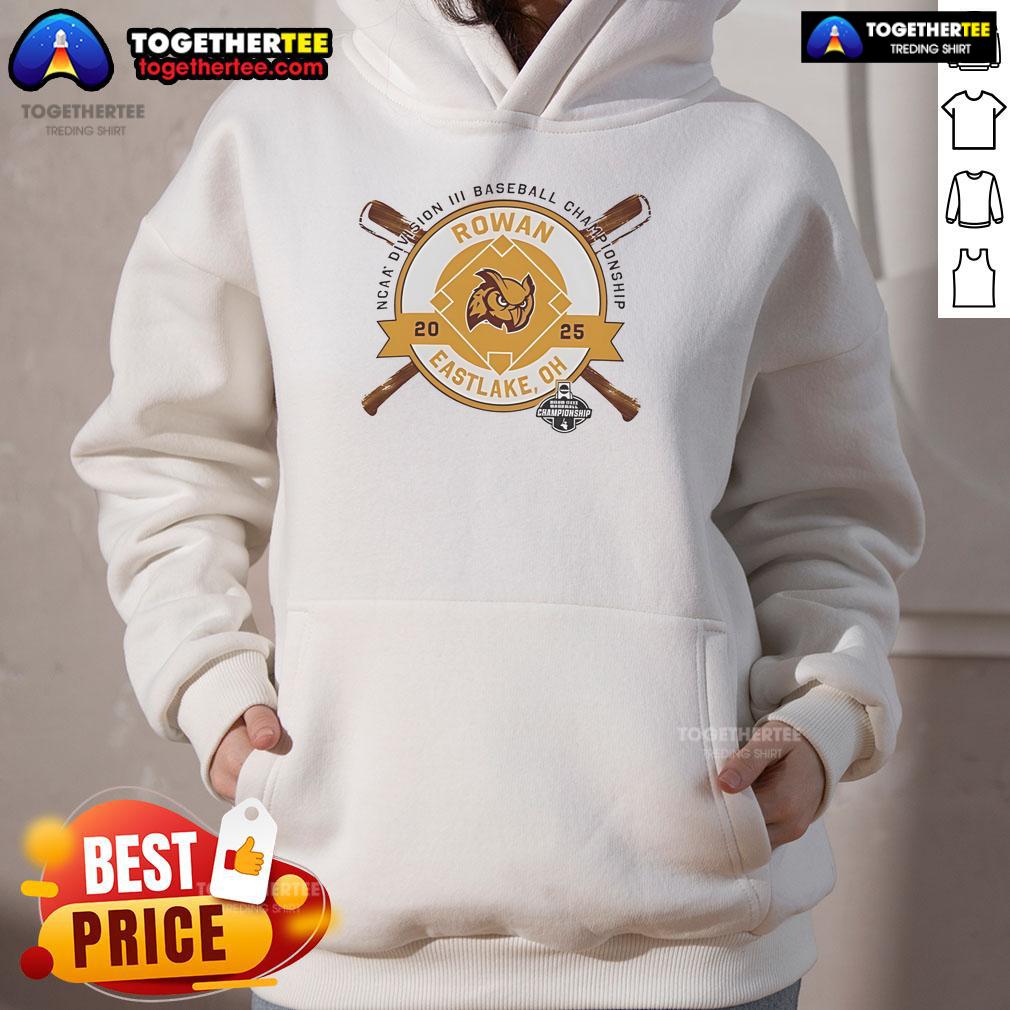 Official Rowan Profs NCAA Division III Baseball Championship hoodie, Eastlake, OH 2025, featuring team colors and logo.