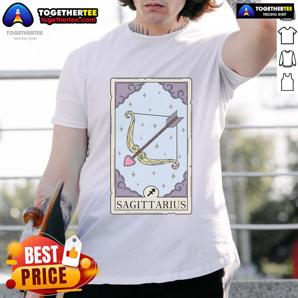 Official Sagittarius Card T-Shirt featuring zodiac design, perfect for astrology enthusiasts and stylish casual wear.