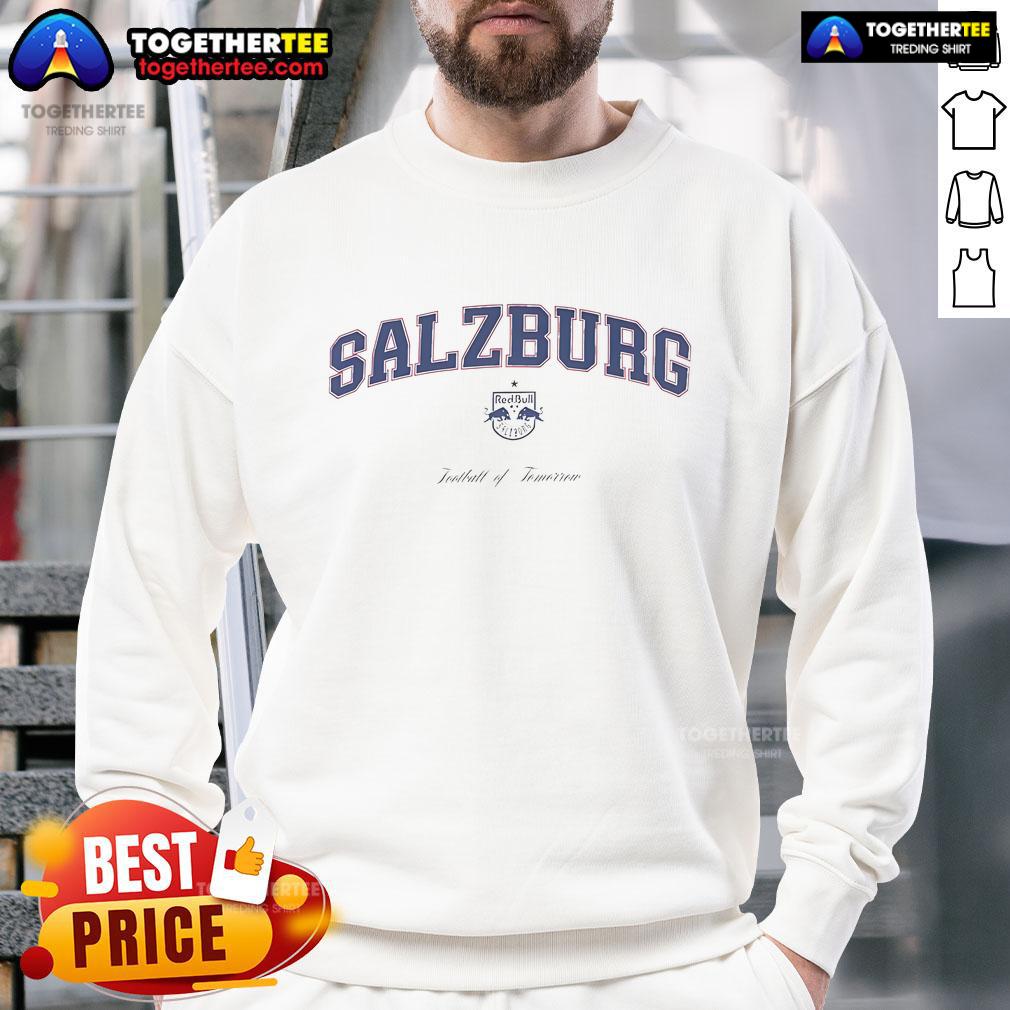 Official Salzburg Football of Tomorrow RBS college sweatshirt in navy blue with logo, perfect for fans and casual wear.