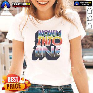 Official San Diego FC Woven Into One Pride Ladies Tee showcasing vibrant colors and stylish design for fans.