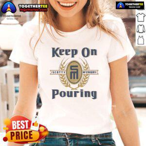 Alt Text: Official Scotty McCreery Keep On Pouring Ladies Tee featuring stylish design, perfect for fans of country music.