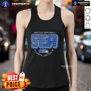 Seattle Seahawks tank top featuring hometown sea geographic coordinates, perfect for fans and casual wear.