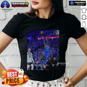 Alt Text: Official Shai Gilgeous-Alexander Oklahoma City Thunder ladies tee showcasing vibrant team colors and stylish design.