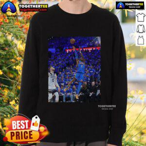 Official Shai Gilgeous-Alexander Oklahoma City Thunder Game Frames Sweatshirt featuring team colors and logo.