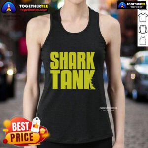 Official Shark Tank logo tank top featuring the iconic logo on a stylish black fabric background.