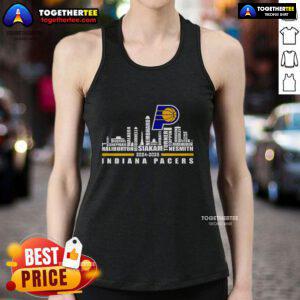 Official Skyline Indiana Pacers 2024-2025 tank top featuring team colors and logo, perfect for fans and casual wear.