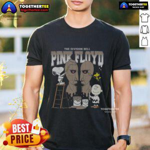 Alt Text: Official Snoopy, Charlie Brown, and Woodstock on a Pink Floyd Division Bell T-shirt, showcasing a unique design.