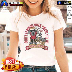 Alt Text: 2024-2025 Official South Florida Rats Hockey Club Blizzards Or Buts Ladies Tee in vibrant colors for hockey fans.