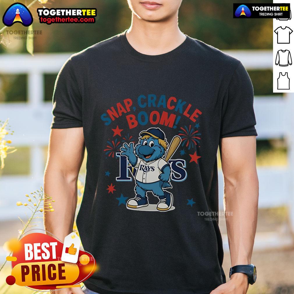 Official Tampa Bay Rays Snap Crackle Boom Independence Day T-Shirt featuring vibrant colors and patriotic design.