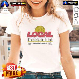 Official The Basketball Club Ladies Tee showcasing a vibrant design for a global basketball community.
