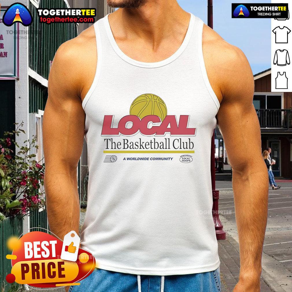 Official The Basketball Club tank top featuring a local and worldwide community design, perfect for basketball fans.