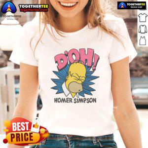 Official The Simpsons Homer Simpson Doh Ladies Tee featuring a vibrant design of Homer Simpson with his iconic catchphrase.
