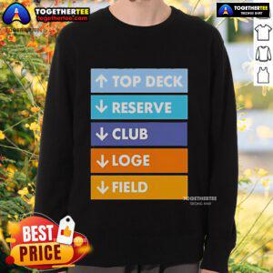 Official Top Deck Reserver Club Loge Field Sweatshirt in navy blue, featuring logo and stylish design for fans.