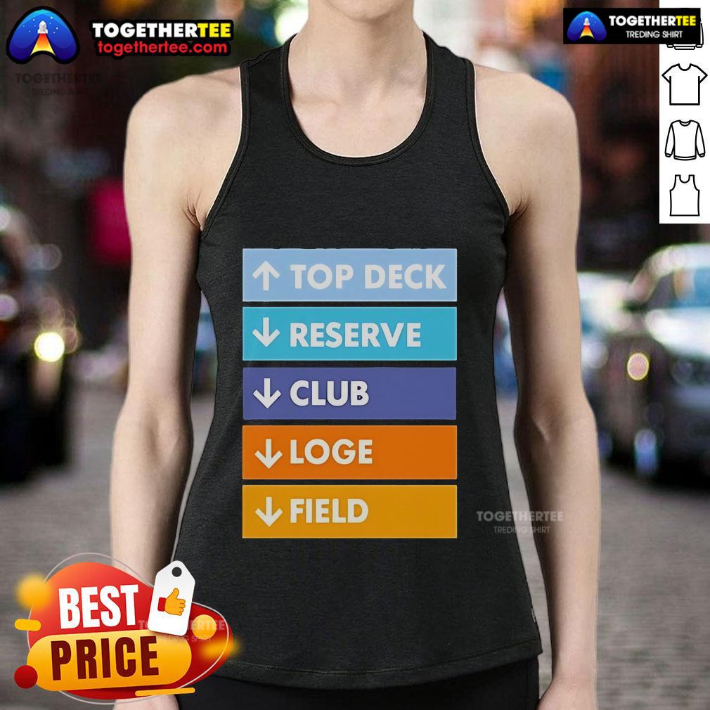 Alt Text: Official Top Deck Reserver Club Logo Field Tank Top featuring a stylish design for casual wear.