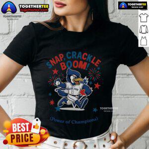 Alt Text: Official Toronto Blue Jays Snap Crackle Boom Independence Day Ladies Tee showcasing team spirit and festive design.