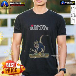 Official Toronto Blue Jays Tiny Turnip Velociraptor T-Shirt featuring a fun dinosaur design for young baseball fans.