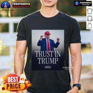 Official Trust In Trump T-Shirt featuring bold graphics and patriotic colors, perfect for Trump supporters.
