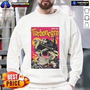 Official Turbonegro Hellfest 2025 Skull Sweatshirt featuring a bold skull design, perfect for fans and festival-goers.