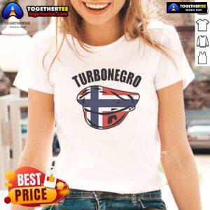 Alt Text: Official Turbonegro Norwegian Band UK Ladies Tee featuring bold logo and stylish design for fans and fashion lovers.