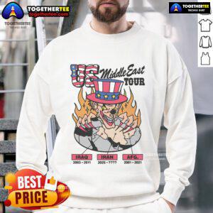 Official US Middle East Tour Sweatshirt featuring a modern design and vibrant colors, perfect for fans and travelers.