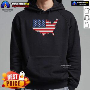 Patriotic hoodie featuring an official USA American flag map design, perfect for showcasing your love for the USA.