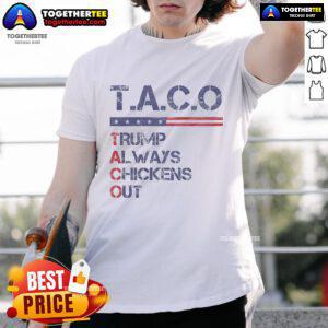 Alt Text: Official Vintage Funny Trump Taco T-Shirt featuring humorous design with Trump and tacos for taco lovers and fans.