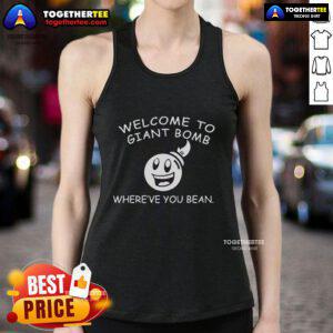 Alt Text: Official Welcome to Giant Bomb Whereve You Been tank top featuring bold graphics and a comfortable fit for fans.