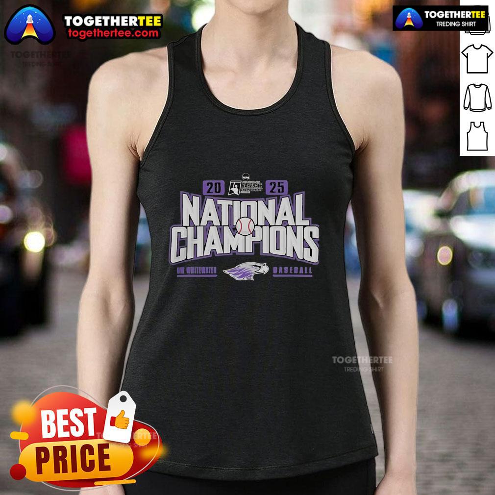 2025 NCAA Division III Baseball Super Regional Champions tank top featuring official Wisconsin-Whitewater Warhawks logo.
