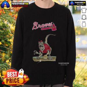 Original Atlanta Braves Tiny Turnip Velociraptor Sweatshirt featuring a fun dinosaur design and team logo.