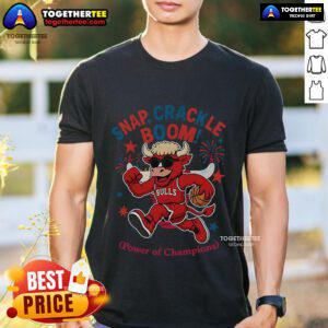 Alt Text: Original Chicago Bulls Snap Crackle Boom Power Of Champions Independence Day T-Shirt with bold graphic design.