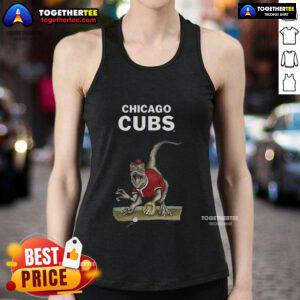 Alt Text: Original Chicago Cubs Tiny Turnip Velociraptor Tank Top featuring a playful dinosaur design and team logo.
