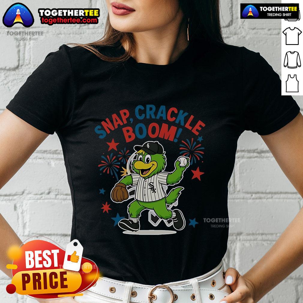 Original Chicago White Sox Snap Crackle Boom Independence Day Ladies Tee showcasing team pride and festive spirit.