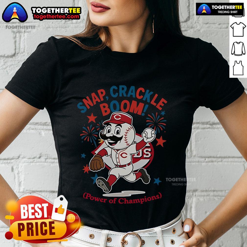 Original Cincinnati Reds Snap Crackle Boom Independence Day Ladies Tee showcasing team spirit and festive design.