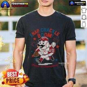 Alt Text: Original Cincinnati Reds Snap Crackle Boom Power Of Champions Independence Day T-Shirt featuring vibrant design.