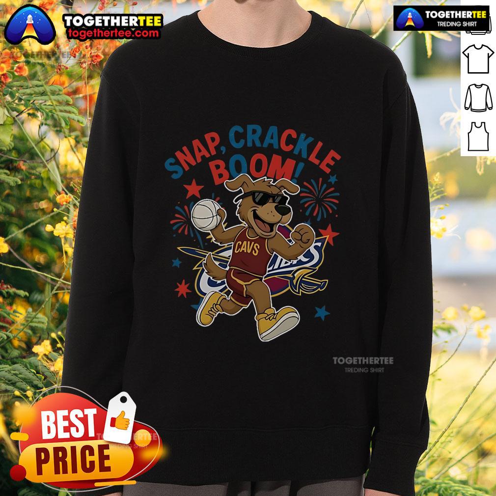 Original Cleveland Cavaliers Snap Crackle Boom sweatshirt for Independence Day, showcasing team spirit and championship pride.