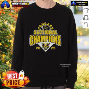 2025 Original Cougars Sectional Champions Sweatshirt featuring team logo and vibrant colors, perfect for fans.