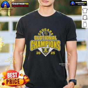 Original Cougars Sectional Champions 2025 T-Shirt featuring bold graphics and team colors, perfect for fans and supporters.