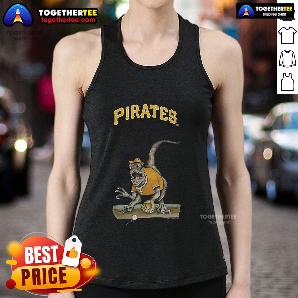 Original Pittsburgh Pirates Tiny Turnip Velociraptor Tank Top featuring a fun dinosaur design for baseball fans.