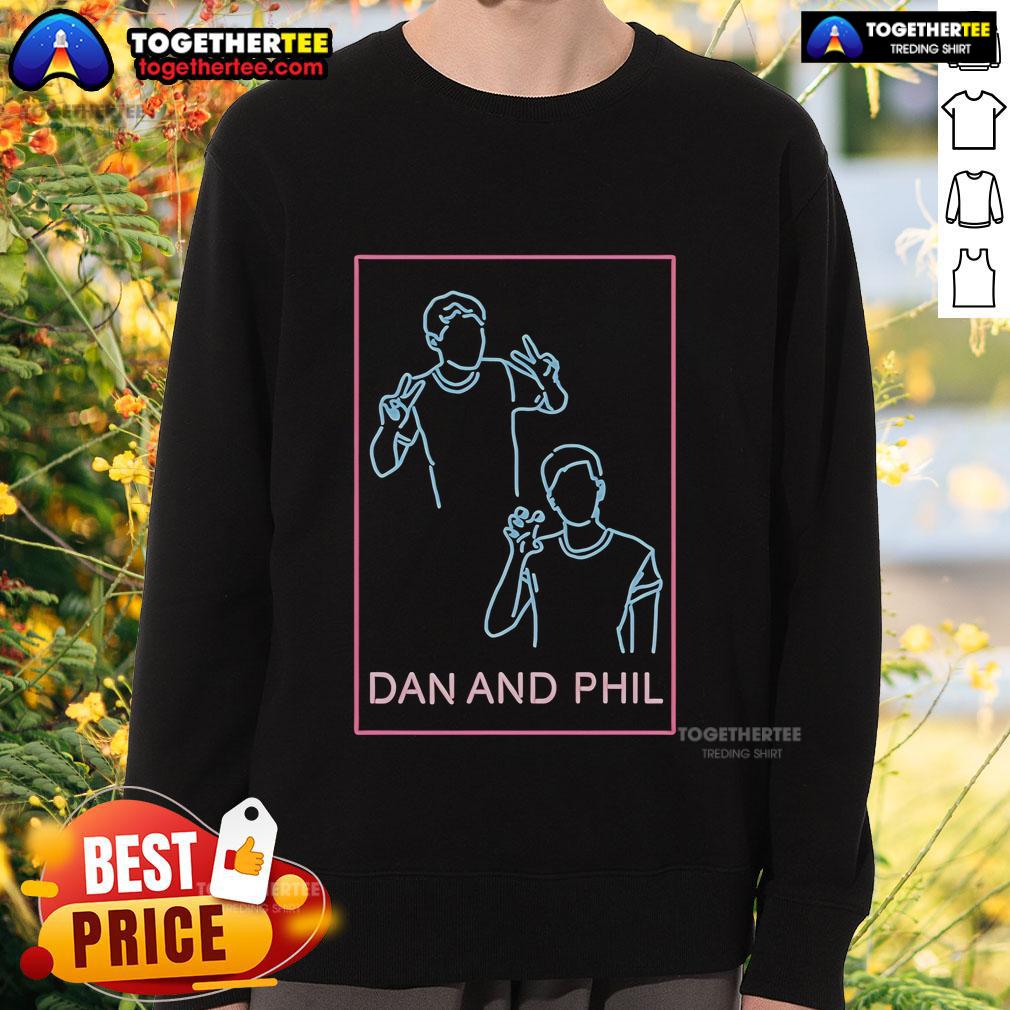 Premium Dan and Phil neon sweatshirt featuring vibrant colors and trendy design, perfect for fans of the duo.