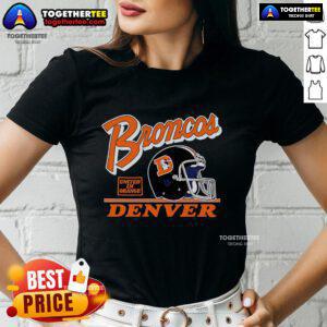 Premium Denver Broncos Fly United In Orange retro ladies tee featuring vibrant colors and stylish design.