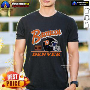 Premium Denver Broncos Fly United In Orange Retro T-Shirt showcasing vibrant orange color and classic team logo design.