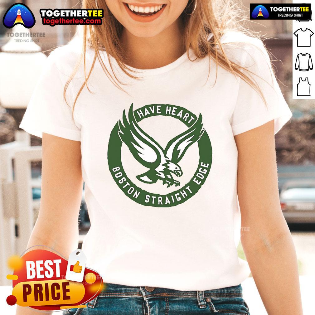 Alt Text: Premium Have Heart Boston Straight Edge Eagle Ladies Tee featuring a stylish eagle design for women.