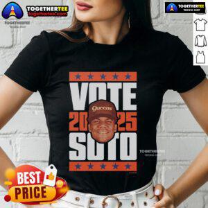 Premium Juan Soto 2025 Vote Ladies Tee featuring vibrant graphics and a comfortable fit for stylish baseball fans.
