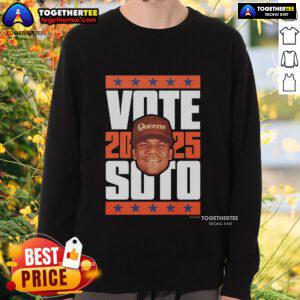 Premium Juan Soto 2025 Vote Sweatshirt featuring bold graphics, perfect for baseball fans and supporters of Juan Soto.
