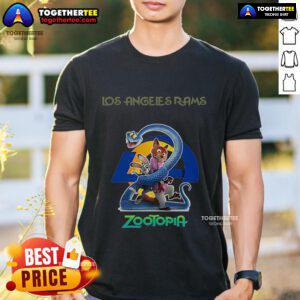 Premium Los Angeles Rams Zootopia 2 T-Shirt featuring vibrant graphics and team colors, perfect for fans and collectors.