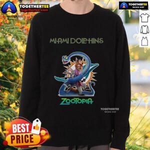 Premium Miami Dolphins Zootopia 2 Sweatshirt featuring vibrant graphics and comfortable fit for fans and collectors.
